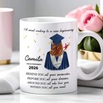 Personalisierte Sweet Ending New Beginning Graduate Charakter Keramik-Kaffeebecher mit Namen und Jahr Geburtstag Graduierung Geschenk für Klasse von 2026 Absolventen