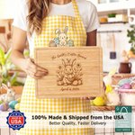 Personalized Engraved Easter Bunny Design FSC Bamboo Charcuterie Cutting Board with Text and Juice Groove Made in USA Easter Gift for Family Friend