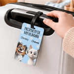 Personalised Property of My Human Cute Cartoon Pet Luggage Tag with Name Travel Accessories Birthday Gift for Pet Owners Travel Lovers