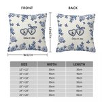 Personalised Imitation Embroidery Effect Love Heart Floral Soft Pillow Cover with Initials and Date Home Decor Wedding Engagement Gift for Newlyweds