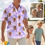 Personlig Tropical Palm 1-2 Face Photos Design Hawaiian Kortärmad skjorta Rolig sommarstrandfest Födelsedagspresent för män