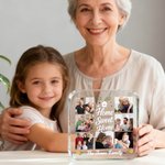 Plaque acrylique carrée personnalisée Home Sweet Home Seven-Grid Photos Décoration de bureau Anniversaire Cadeau de Noël pour la famille