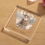 Henkilökohtainen Angel Wings Pet Photo Akryyli Ornamentti nimi ja teksti Home Decor Sympathy Memorial lahja lemmikin omistaja rakastaja