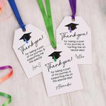 Personalised Graduation Cap Thank You Tags with Text and Ribbon Set of 20 Gift Decor Graduation Party Favor for Graduates