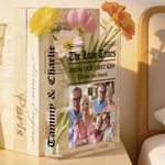 Personalised Creative Photo Design Acrylic Book Vase with Name Bookshelf Decor Birthday Gift for Families Friends Grandparents
