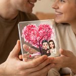 Plaque Carrée en Acrylique Personnalisée avec Nom et Personnage Dessin Animé Décoration de Bureau Cadeau de Saint-Valentin pour Couples