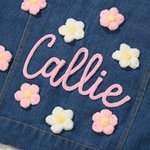 Personalised Cute Flowers Kid Long Denim Jacket with Name Daily Life Outfit Birthday Baby Shower Gift for Girls