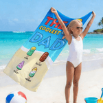 Personalised Ice Cream Family Quick Dry Oversized Beach Towel with Name Travel Essentials Beach Party Birthday Gift for Family Kid