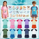 Personalisierte niedliche Cartoon Meerjungfrau Meer Tier Anti-UV Kind Badeanzug mit Namen Schwimmbad Sommer Urlaub Geschenk für Jungen Mädchen