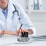 Personalizada de dibujos animados médicos de caracteres cuadrados de la placa de acrílico del corazón con el nombre de escritorio Decoración de cumpleaños Agradecimiento Inspirational regalo para el p