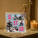 Personalised 6 Photos Collage Multicolour Square Acrylic Plaque Desk Decor Birthday Christmas Gift for Sisters Friends