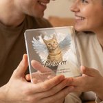 Henkilökohtainen Angel Wings Pet Photo Akryyli Ornamentti nimi ja teksti Home Decor Sympathy Memorial lahja lemmikin omistaja rakastaja