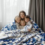 Personalized Toile De Jouy Holding Hands Soft Throw Blanket with Names Home Decor Mother's Day Gift for Mom Grandma