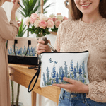 Personalised Birth Flower Large Tote Bag Portable Makeup Bag with Name Birthday Mother's Day Gift for Mom Grandma Family