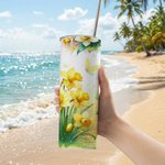 Personnalisé Fleur de naissance multicolore 20 oz isolé Skinny Tumbler avec nom et paille Utilisation quotidienne Fête des mères Cadeau d'anniversaire pour les femmes