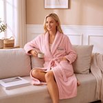 Personalized Embroidered Monogram Name Plush Bathrobe Daily Use Birthday Mother's Day Gift for Women