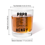 Personalized Daddy Daily Value Durable 10 oz Whiskey Glass with Name Funny Drinkware Birthday Father's Day Gift for Man Father