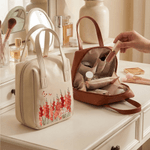 Personalized Birth Flower Butterfly Large Capacity PU Leather Makeup Bag with Name Travel Essentials Daily Use Birthday Gift for Women