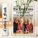 Personalised Creative Photo Design Acrylic Book Vase with Name Bookshelf Decor Birthday Gift for Families Friends Grandparents