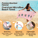 Personalised 1-8 Birth Flowers Butterflies Quick Dry Oversized Beach Towel with Name Beach Party Use Birthday Mother's Day Gift for Mom Grandma