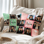 Cojín de Graduación Personalizado de Nueve Cuadrados con Foto de Graduación Funda de Almohada Suave con Nombre e Inicial Decoración del Hogar Regalo de Fiesta de Graduación para Graduados
