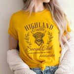 Personalized Vintage Highland Cow Multicolor 100% Cotton Unisex T-shirt with Name Birthday Festival Gift for Nature Lovers Friends