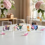 Personalizada Personajes de dibujos animados Volver Vista Nacimiento Flor Cuadrado Placa de acrílico con nombre Decoración del Hogar Cumpleaños Aniversario Regalo para Mujeres Mejores Amigos