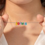 Collar personalizado de plata de ley con nombre en letras 3D de esmalte colorido joyería minimalista regalo de cumpleaños para amigos y familiares