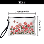 Personalised Birth Flower Large Tote Bag Portable Makeup Bag with Name Birthday Mother's Day Gift for Mom Grandma Family