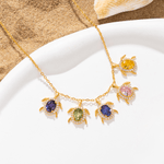 Personalized 1-6 Sea Turtle Birthstones Zircon Sterling Silver Necklace Dainty Jewelry Birthday Anniversary Gift for Women Turtle Lovers