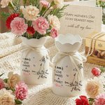 Personalised Hands in Hands Flower Butterfly Ceramic Vase with Names and Text Home Decor Mother's Day Gift for Mom Grandma