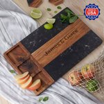 Personalized Engraved Name Marble 11 Pcs Cutting Board Coaster Set with Ceramic Bowl Made in USA Birthday Anniversary Gift for Family Friend