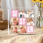 Personalised 6 Photos Collage Multicolour Square Acrylic Plaque Desk Decor Birthday Christmas Gift for Sisters Friends