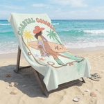 Personalizzato Playful Beach Babe Asciugamano da spiaggia sovradimensionato ad asciugatura rapida con nome Regalo di festa in spiaggia per donna cowgirl