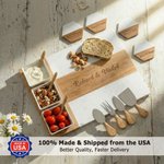 Personalized Engraved Name Marble 11 Pcs Cutting Board Coaster Set with Ceramic Bowl Made in USA Birthday Anniversary Gift for Family Friend