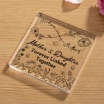 Personalised Infinity Birth Flowers Clear Square Acrylic Plaque with Names Desk Decor Mother's Day Birthday Gift for Mom