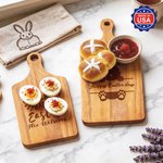 Personalized Cute Bunny Easter-Themed Reversible Cheese Charcuterie Cutting Board with Name Home Decor Made in USA Easter Gift for Friend Family