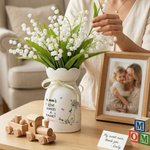 Personalised Hands in Hands Flower Butterfly Ceramic Vase with Names and Text Home Decor Mother's Day Gift for Mom Grandma