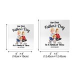 Personalized As A Family Of Three Cartoon Characters Square Heart Acrylic Plaque with Name and Date Home Decor Father's Day Gift for Family