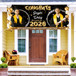 Personalized Balloons Graduation Photo Glittery Banner with Name and School Name Graduation Ceremony Party Gift for Class of 2026 Graduates