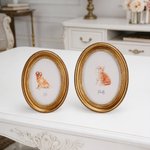 Personalized Watercolor Pet Portrait Oval Frame with Name Home Decor Pet Memorial Gift for Pet Lovers