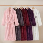 Personalized Embroidered Monogram Name Plush Bathrobe Daily Use Birthday Mother's Day Gift for Women