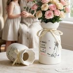 Personalised Hands in Hands Flower Butterfly Ceramic Vase with Names and Text Home Decor Mother's Day Gift for Mom Grandma
