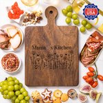 Personalized Engraved Floral Wooden Double-Sided Cutting Board with Name and Grip Made in USA Housewarming Birthday Gift for Mom Family
