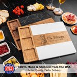 Personalized Engraved Happy Easter Bunny Acacia Marble Cutting Board Coaster Set with Bowl and Spoon Made in USA Housewarming Gift for Mother Family