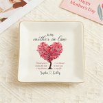 Personalized Mother in Law Giving Tree Ceramic Jewelry Tray with Name and Text Mother's Day Birthday Gift for Mom Grandma