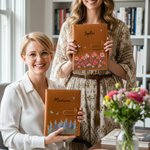 Personalised Birth Flower PU Leather A5 Notebook Cover with Name Daily Travel Use Birthday Mother's Day Gift for Women Writers Artists