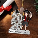 Ornement personnalisé en acrylique avec nom et année Cadeau de fin d'études pour les diplômés