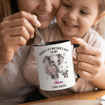 Personalized Cute Elephant Ceramic Mug with Name and Text 1st Mother's Day Anniversary Gift for Moms