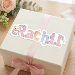 Personalizado lindo animal de la flor del dibujo animado etiquetas engomadas impermeables con el nombre de vuelta a la escuela regalo de cumpleaños para los muchachos de las muchachas